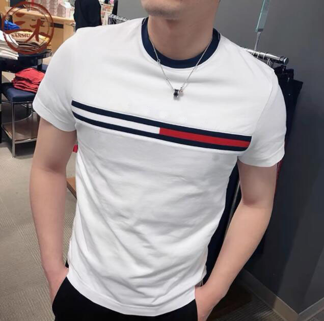 Color block 100% Cotton T Shirt Men High Quality Wholesale Short Sleeve T-shirts Unisex Crew Neck Tshirt For Men Tees & Polos tops