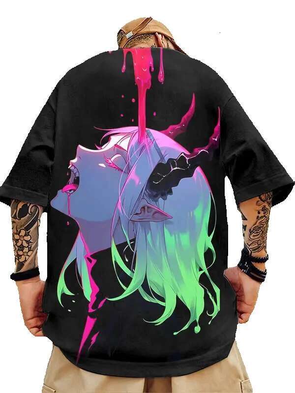 Rick 3D animated printed short sleeved street T-shirt, fashionable top, men's clothing