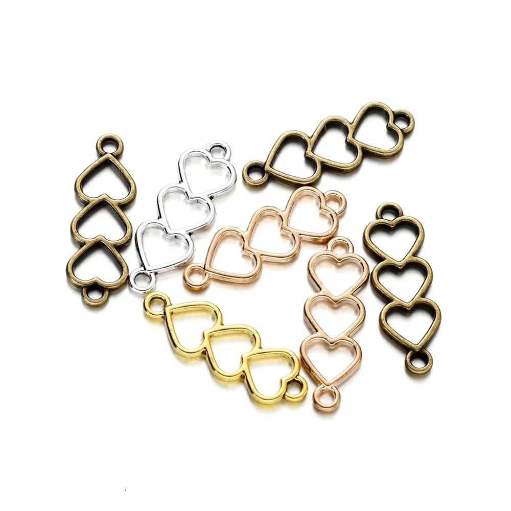 30 pieces of alloy gold heartshaped charm connectors hollow love for DIY bracelets necklaces earrings jewelry making supplies 250325