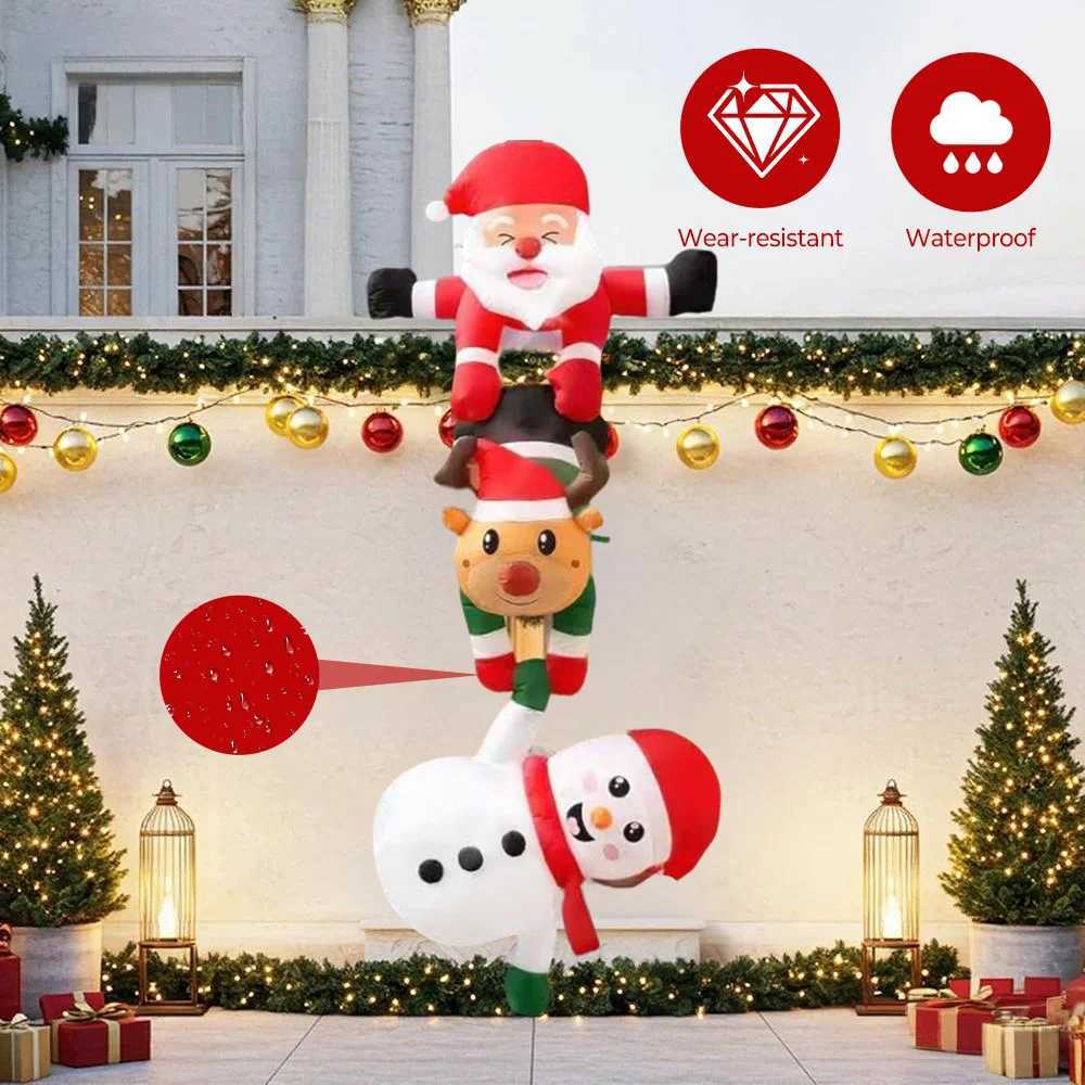 8FT Christmas Inflatables Decor Climbing Santa Claus with Reindeer Snowman/Elves Xmas Decor for Beam Roof Tree Indoor Party W251107