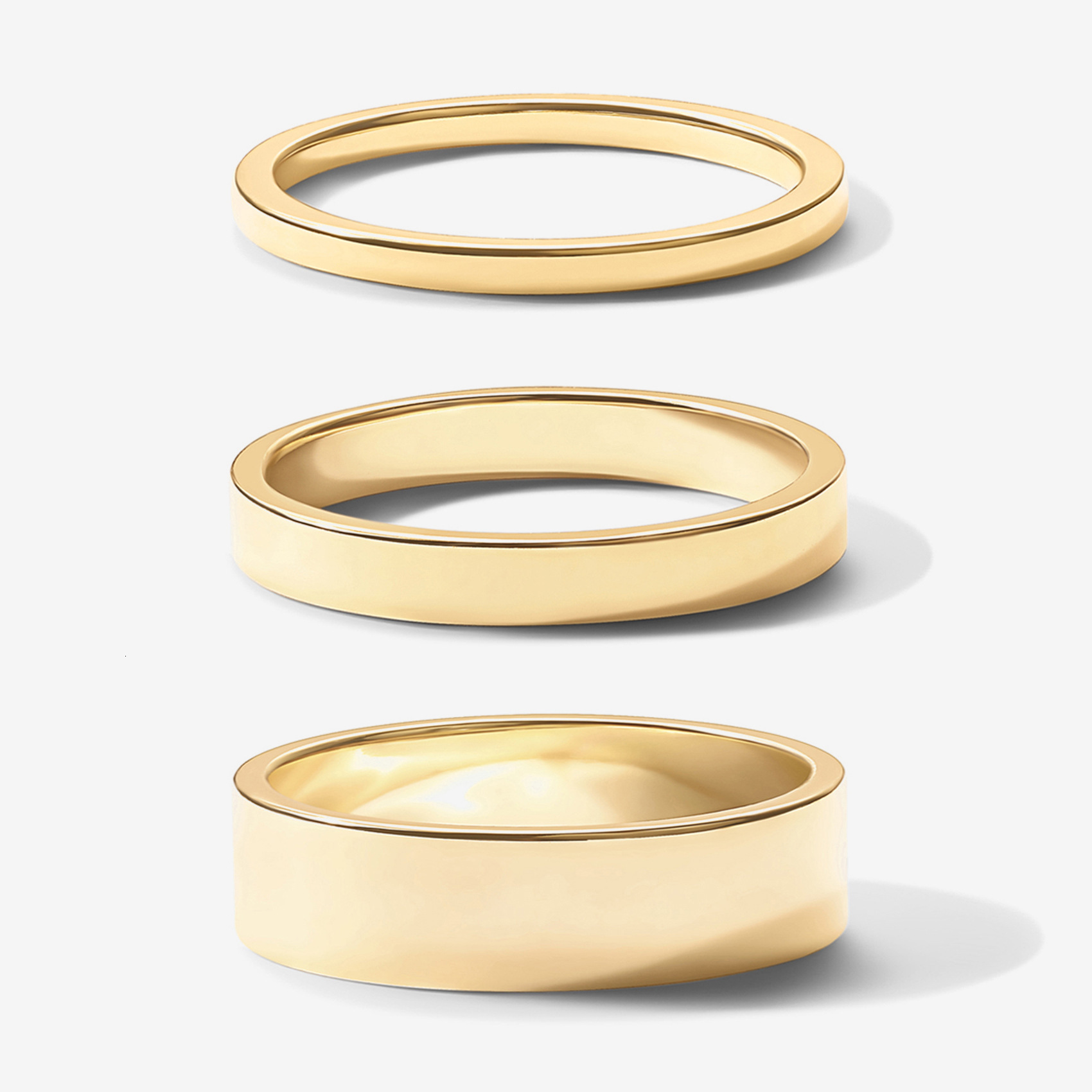 Hot selling stainless steel gold-plated 3-ring set, niche minimalist women's gold stacked ring