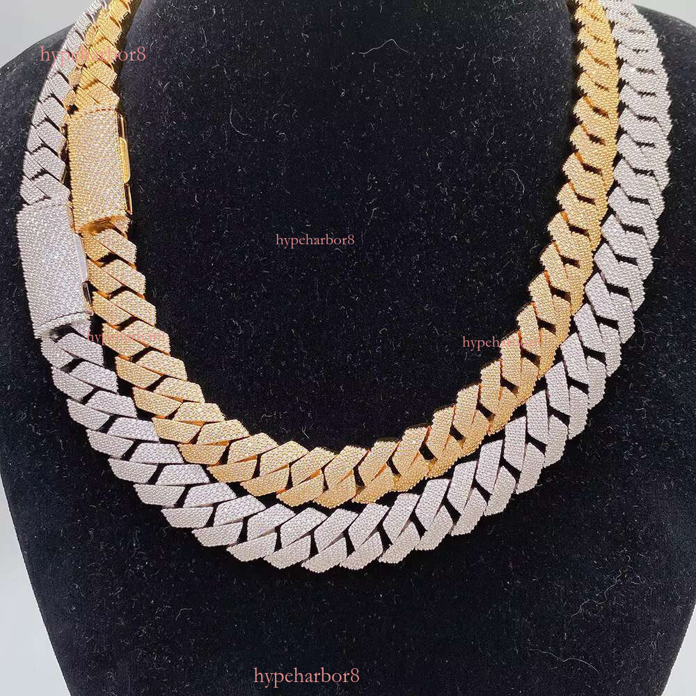 Hip Hop 15mm 4 Rows Dia Fine Necklace Men Sterg Sier Iced Out Moissanite Cuban k Chain with Certificate