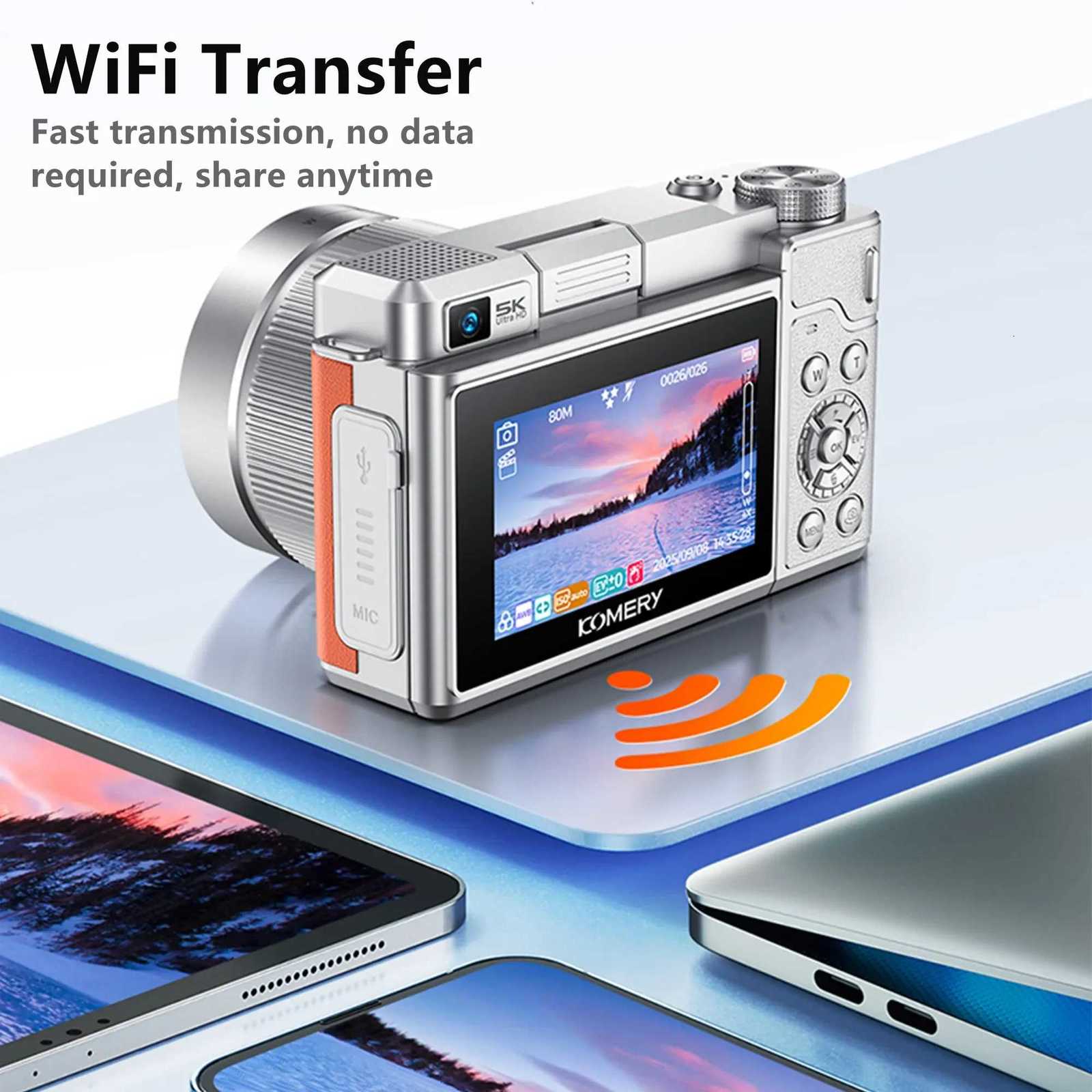 Digital Camera CCD Front and Rear Dual Lens Portable Digital Camera 18X Zoom 5K Vintage Vlog Video Recorder 80MP Selfie CamerasW251107