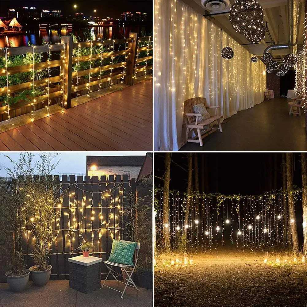 Curtain Light Festoon LED Icicle String Light Connectable New Year Eve Ornaments Garland 3x1/3x2/3x3/6x3m Christmas Decorations W251107