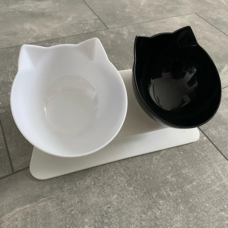 Anti slip double cat bowl dog bowl with bracket pet feeding cat water bowl food pet bowl 250403