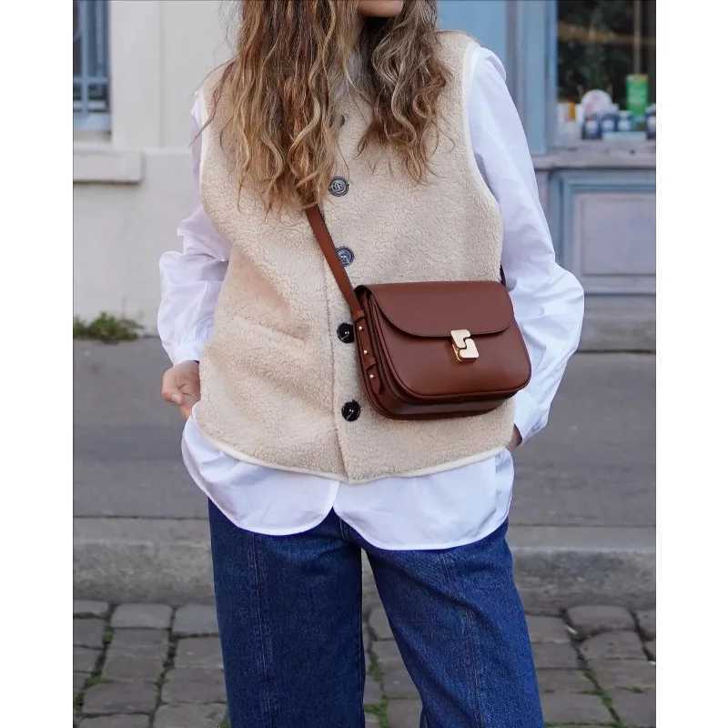 Genuine Leather Shoulder Bag for Women Crossbody Bag Female Luxury Designer Bags Classic Crossbody Square Bags Commuting BagW251107