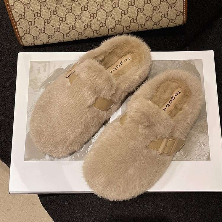 Slippers for Women Outdoor Wear 2026 New Autumn and Winter Slip-On Fashion Closed-Toe Half Cotton Slippers Furry Shoes Fuzzy Flip Flop Fluffy Designer - view 4