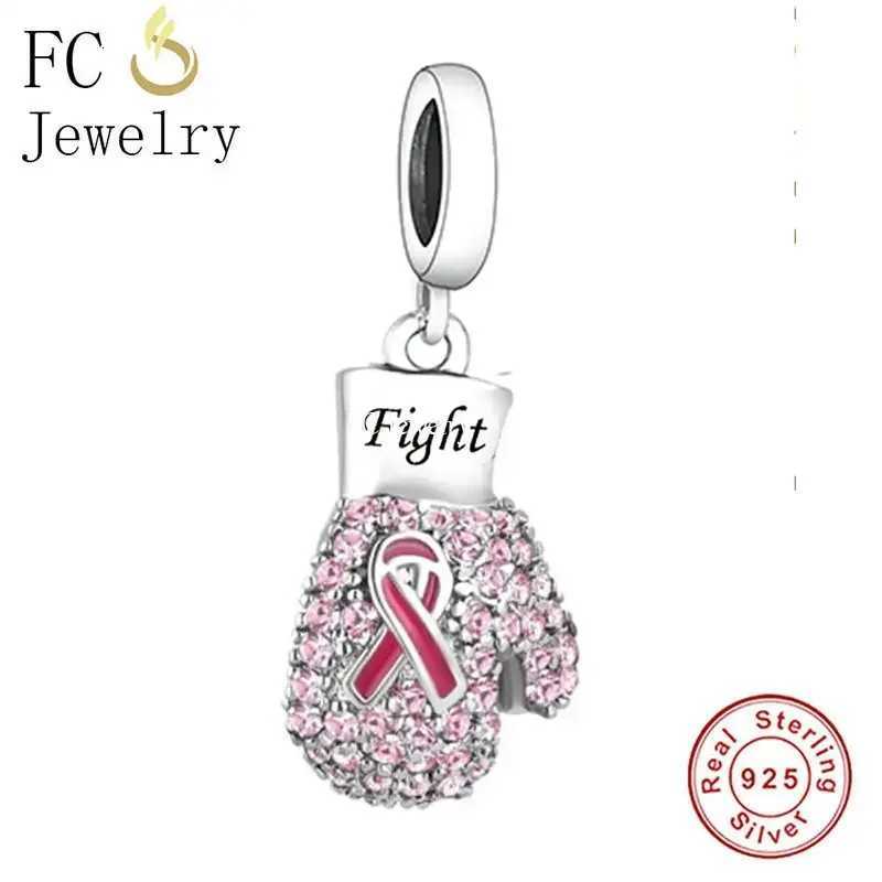 FC Jewelry Fit Original Pan Charm Bracelet 925 Silver Boxing Glove Fight Breast Cancer Awareness Bead For Making BerloqueXJ251107