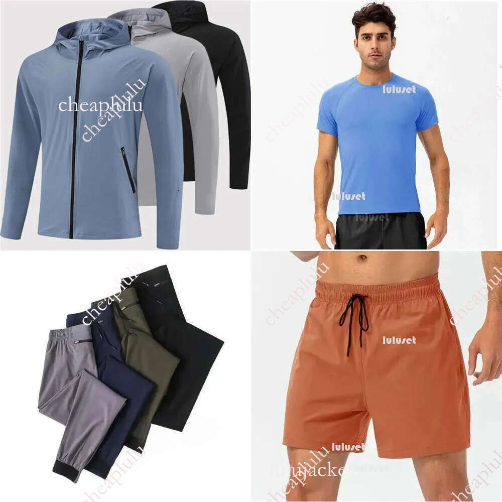 Designer luluity lemoner jaketsmen set Men Jogger Long Pants Sport Zipper Hooded man jakets Quick Dry luluity lemoner pant mens jacket luluity lemoner shirt