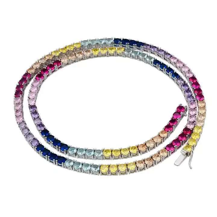 New Fashion Gold Plated Sterling Silver 925 Cubic Zirconia Luxury 3mm 4mm Cubic Zirconia Iced Out Chain Tennis Bracelet