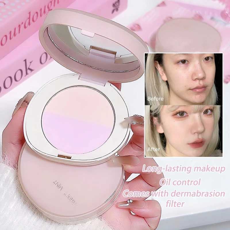 Two tone pressure setting powder loose control oil natural brightness low saturation purple almond high gloss Korean double-sided makeupXJ250407