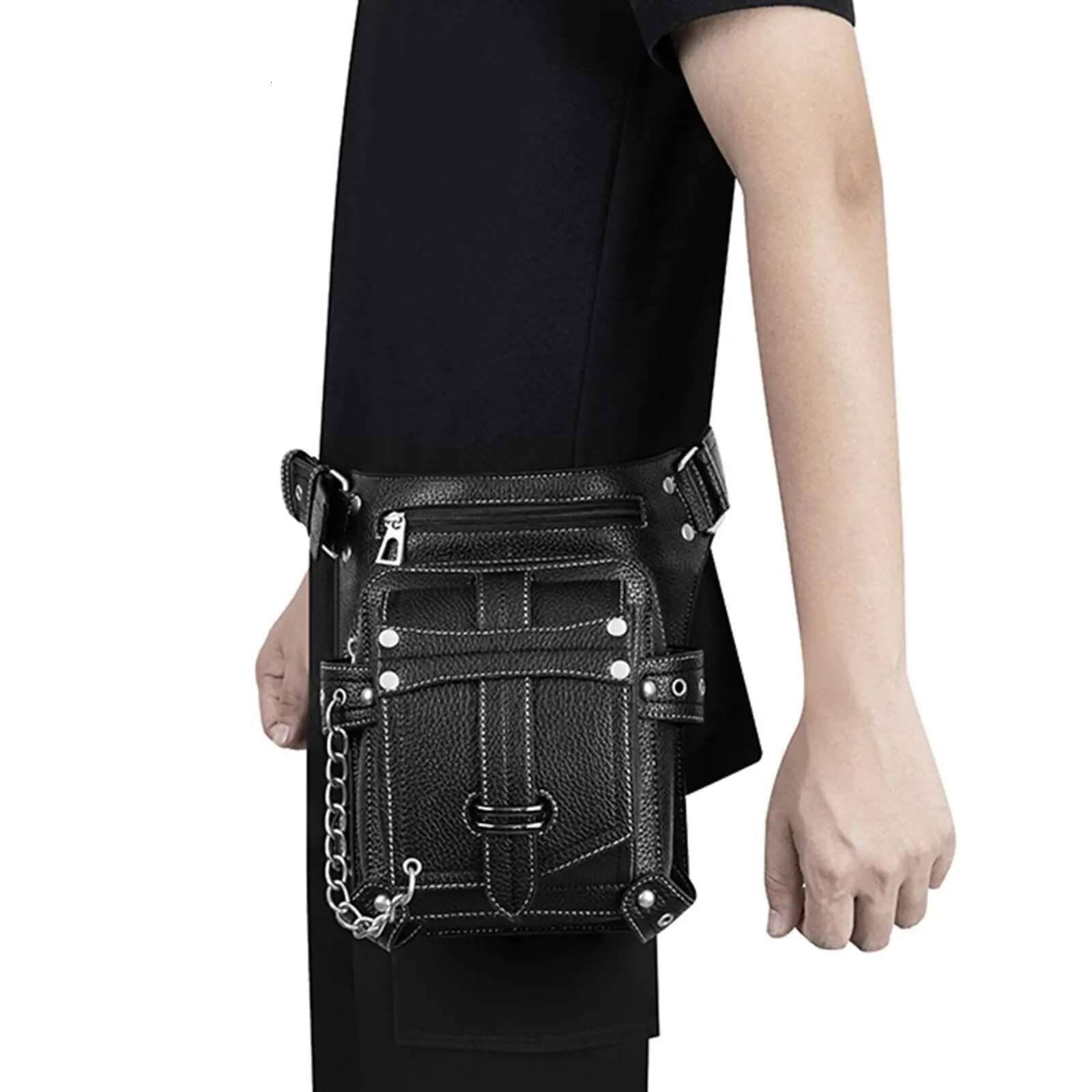 PU Waist Bag Fanny Pack Thigh Leg Hip Purse Gothic Steampunk For Motorcycle