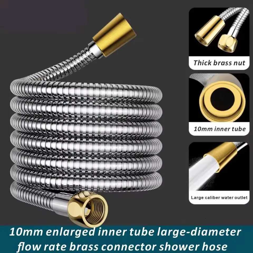 15/2/ Silver Large Flow Stainless Steel ible Shower Hose Long Bathro Shower Pipe Enlarged Inner Tube Bathro Accessory Y251107