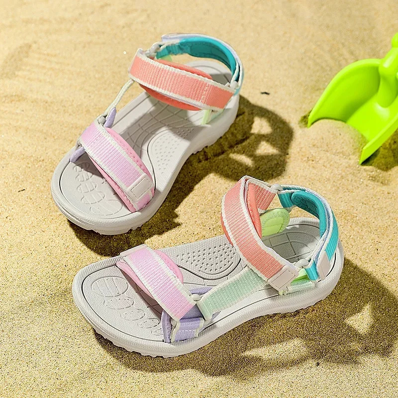 Girls Breathable Sport Sandals 2025 Summer Outdoor Beach Shoes for Girls Children Casual Non Sliper Open-toed Shoes Size 30-38 250407