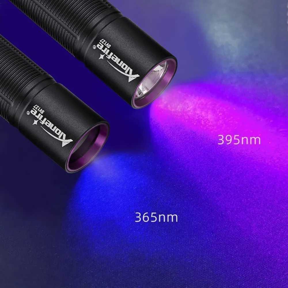 Mini 365nm UV Flashlight USB Rechargeable Ultraviolet Blacklight Marker Cat Dog Urine Money Fluorescence Detector LightW251106