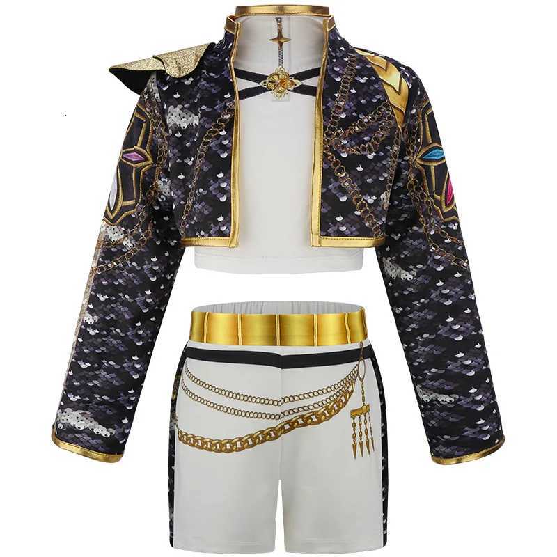 Kids Kpop Idol Huntrix Rumi Cosplay Costume Black And Gold Uniform Set For Girls Halloween Hunters Role-Playing Carnival Outfits W251107 - view 4