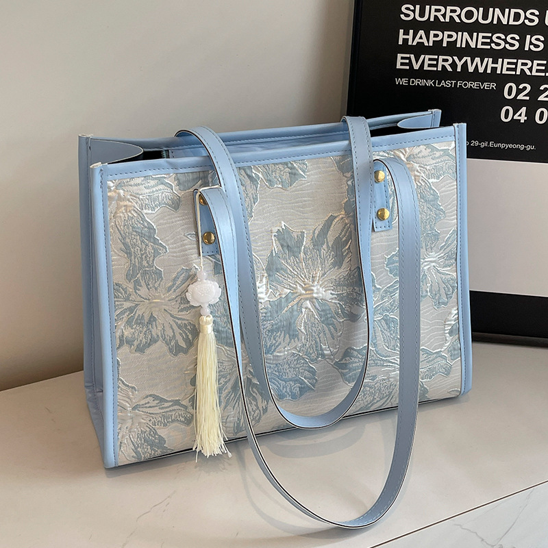 Chinese Style Tote Bag Handbag Large Capacity Shoulder Bag Women's New Casual Versatile Student Commuting Bag