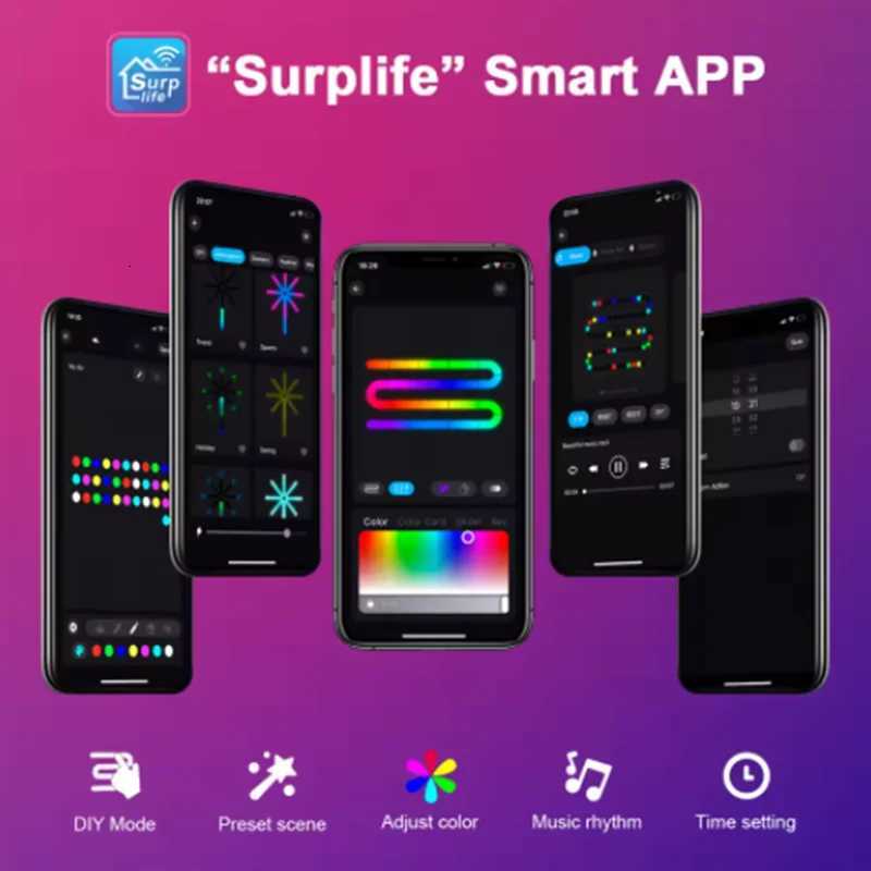 5V RGB Firework Strip Light LED Bluetooth 24key Remote Control USB WS2812 Changing Color Smart Lamp Sync Music Home Decor Lights W251107