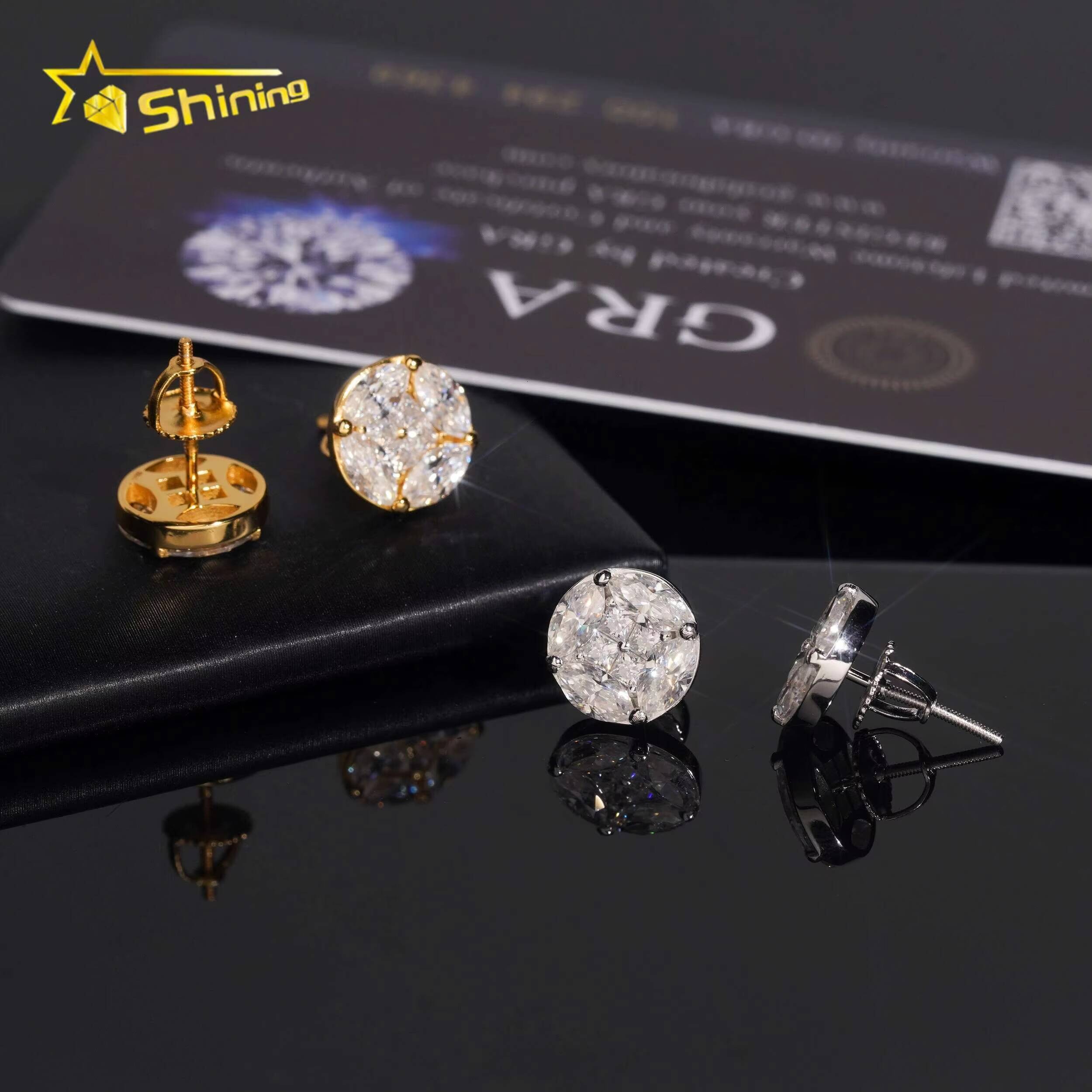 High Quality Pass Diamond Tester Unique Design Hip Hop Men Moissanite Diamond 925 Silver Earrings