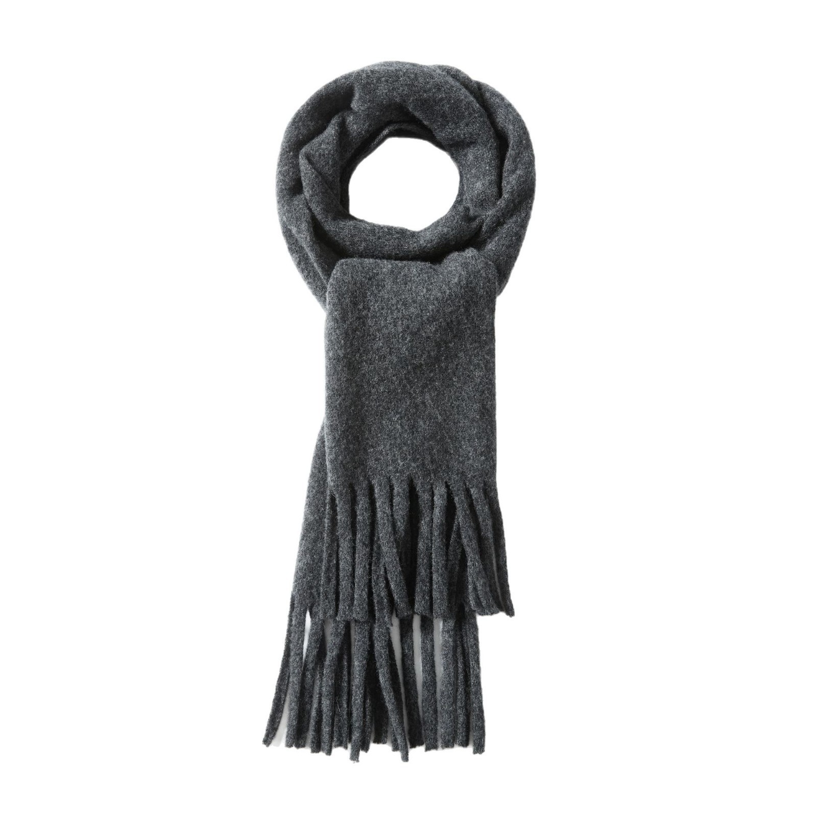 K327 100% wool knitted scarf for women winter warm solid color tassel scarf Korean style all-match warm knitted neck scarf