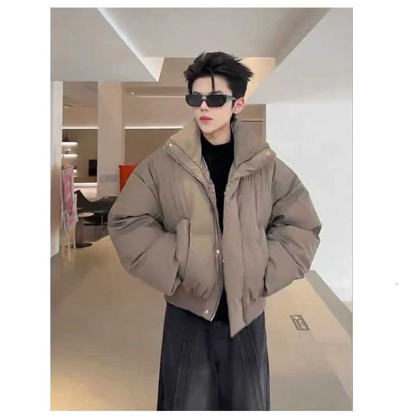 New American Style Cotton Jacket Stand Up Collar Couples Cotton Jacket Thick Leather Bread Jacket Winter Short Down Cotton JackT251107