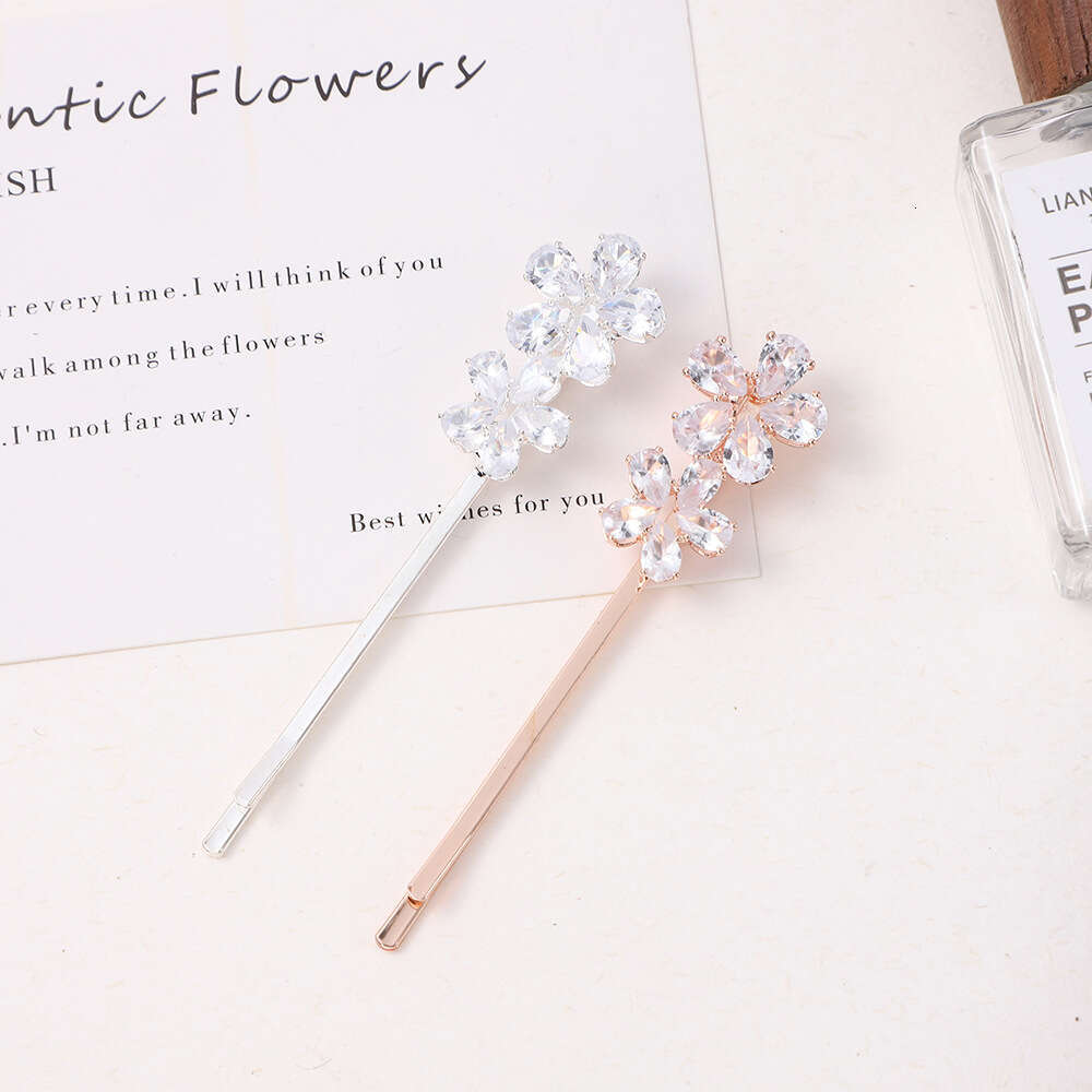 New Korean style fresh one letter clip diamond inlaid accessory headband with rose flowers and small hot fragrant hair hairpin