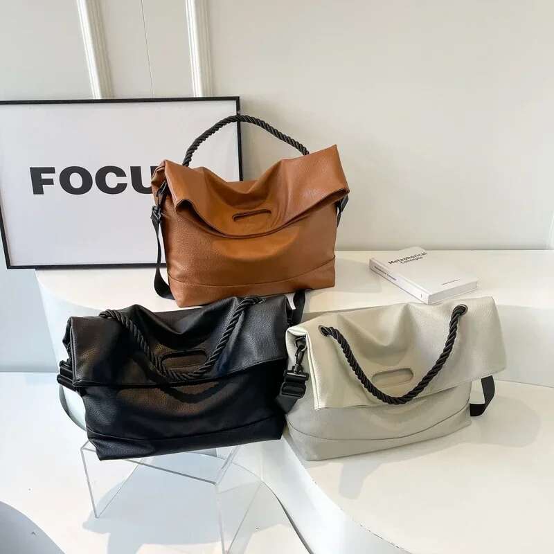Flap Pocket Large Capacity Shoulder 2025 High Quality Simplicity Bags For Women Sewing Thread Zipper Pu Women's Handbags