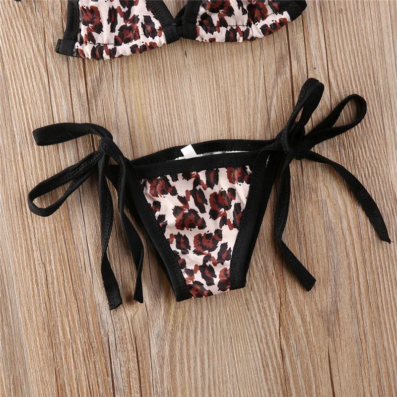 0-24Months Baby Girls Swimsuits Leopard Print Bikini Swimwear For Girls 2025 Summer Infant Girls Bathing Suits 250407