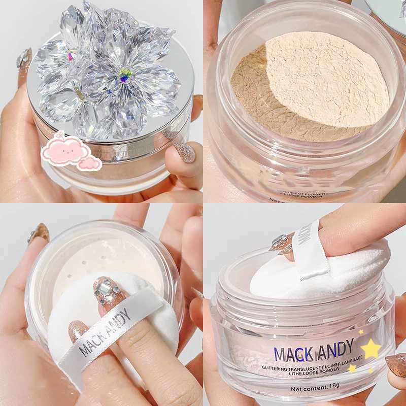 Crystal Flower Setting Powder Oil Control Compact Waterproof Powder Exquisite Transparent Facial Powder Dupe Makeup Large CapacityXJ250407