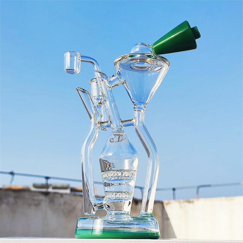 2025 Heady Glass Neo Fab Slit Hub Master Piece 12 Inch Green Tip Deluxe Glass Bongs Water Pipe Bong Smoking 14MM Recycler Bubbler Pipes