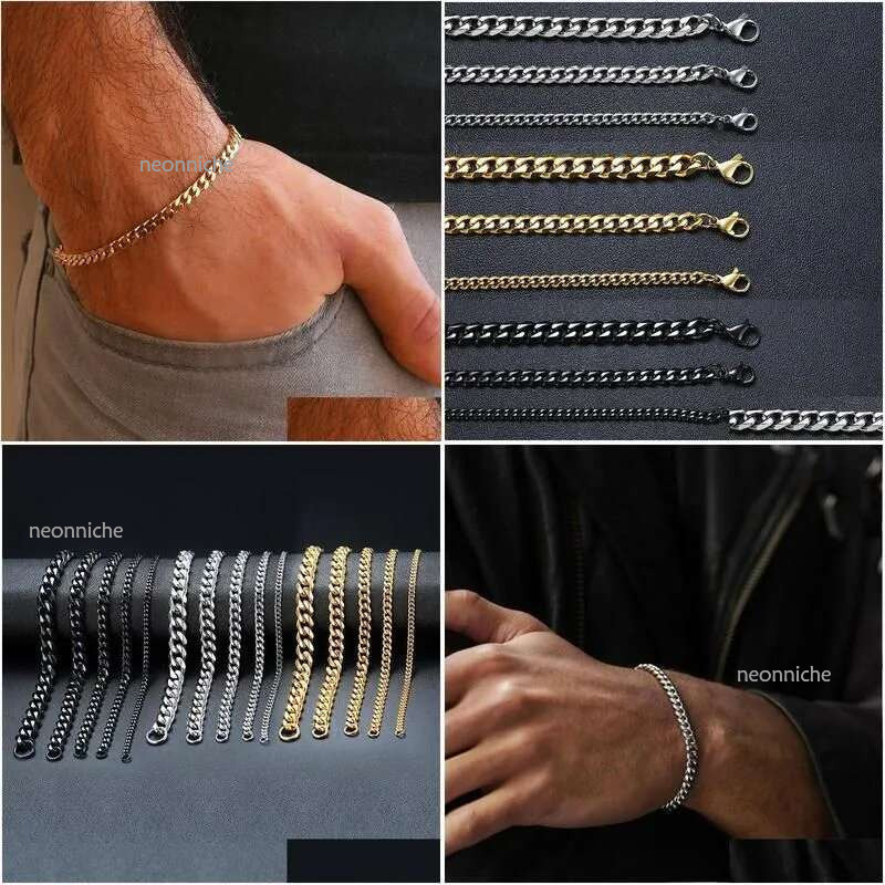 20MM Chunky Miami Cuban Bracelet For Men Stainless Steel k Wristband Classic Punk Heavy Male Jewelry Drop Delivery Ot2