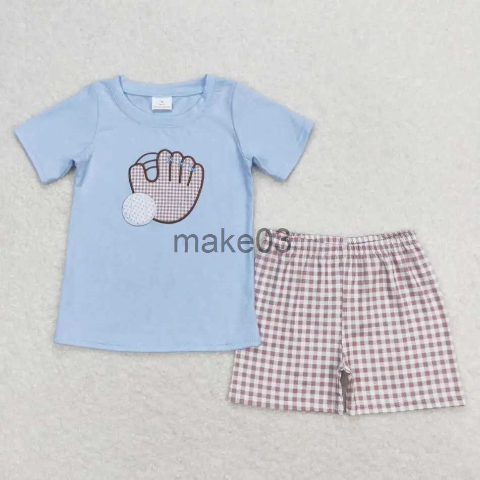Summer Baby Boys God Blessing The USA Outfits Navy Blue Shorts Red Shirt Childrens Clothing Boutique Wholesale Set J250403
