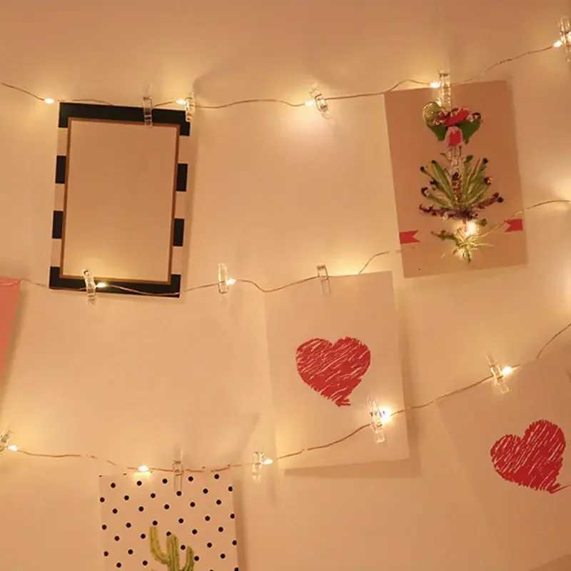 1 Photo Clip String Lamp Indoor String Lamp for Hanging Picture Postcards Bedroom Wall Decoration Wedding Birthday Party Gifts W251107