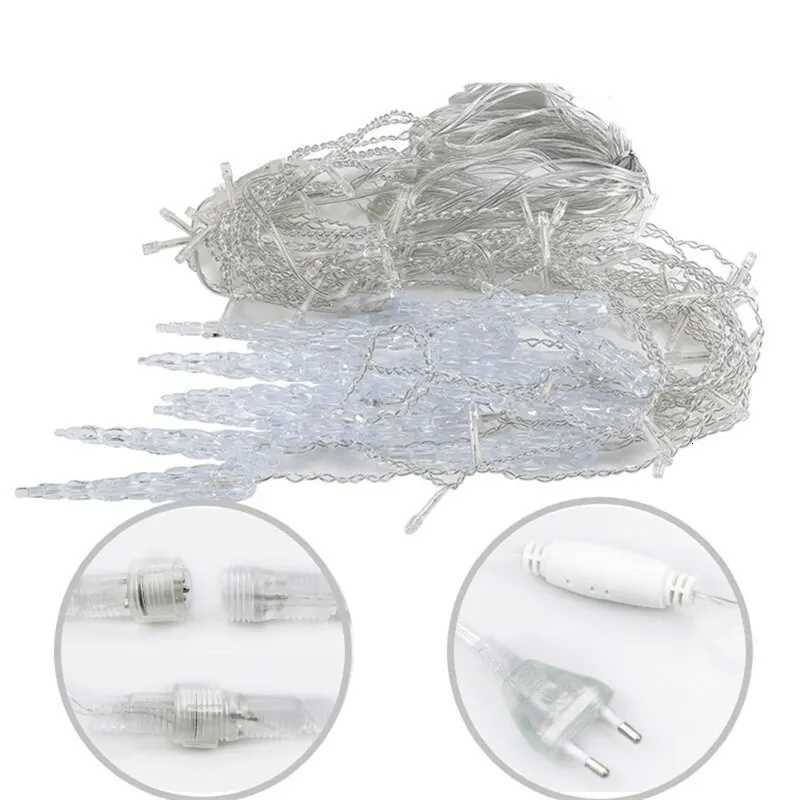 5m-28m Outdoor Christmas Garland LED Curtain Icicle String Lights Fairy Light Droop 06-08M Mall Garden Street Decorative Light W251107