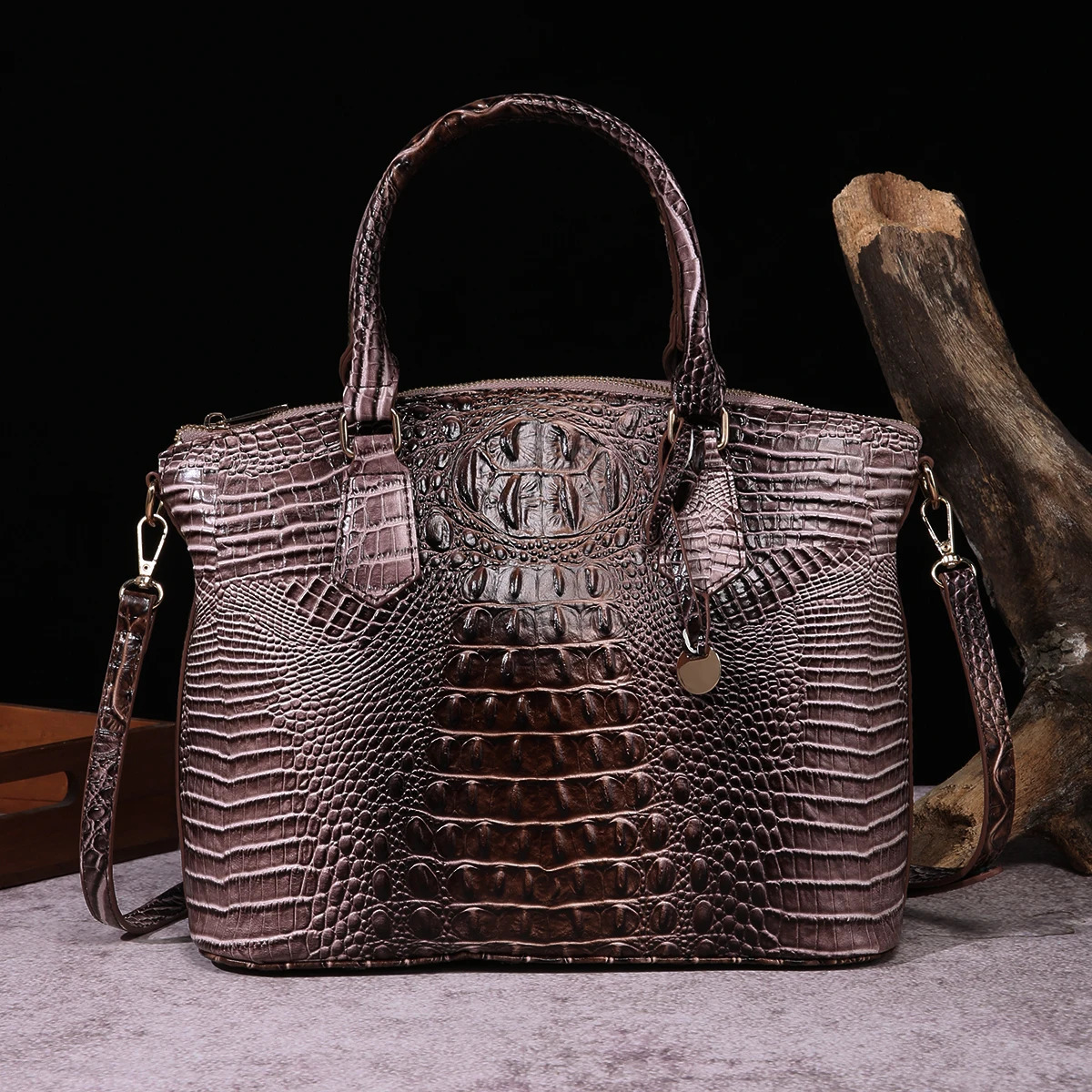 Ombre Embossed Handbag Classic Style Crossbody Bag Womens Leather Satchel Purse 251107