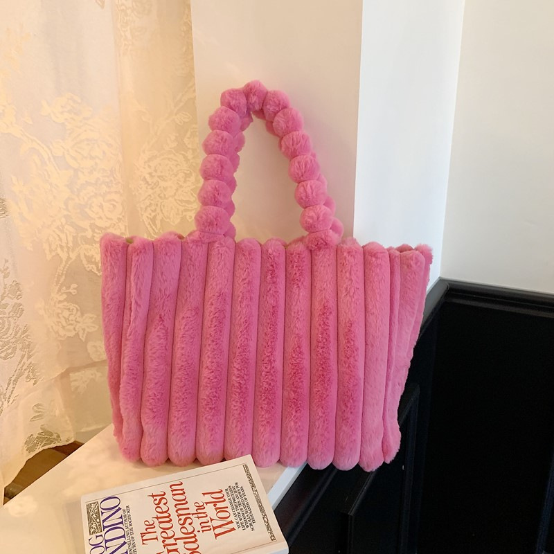 Ins Autumn/Winter New Plush Bag Fashion Versatile Plush Bag Large Capacity Tote Bag Handbag Shoulder Bag Women's Bag