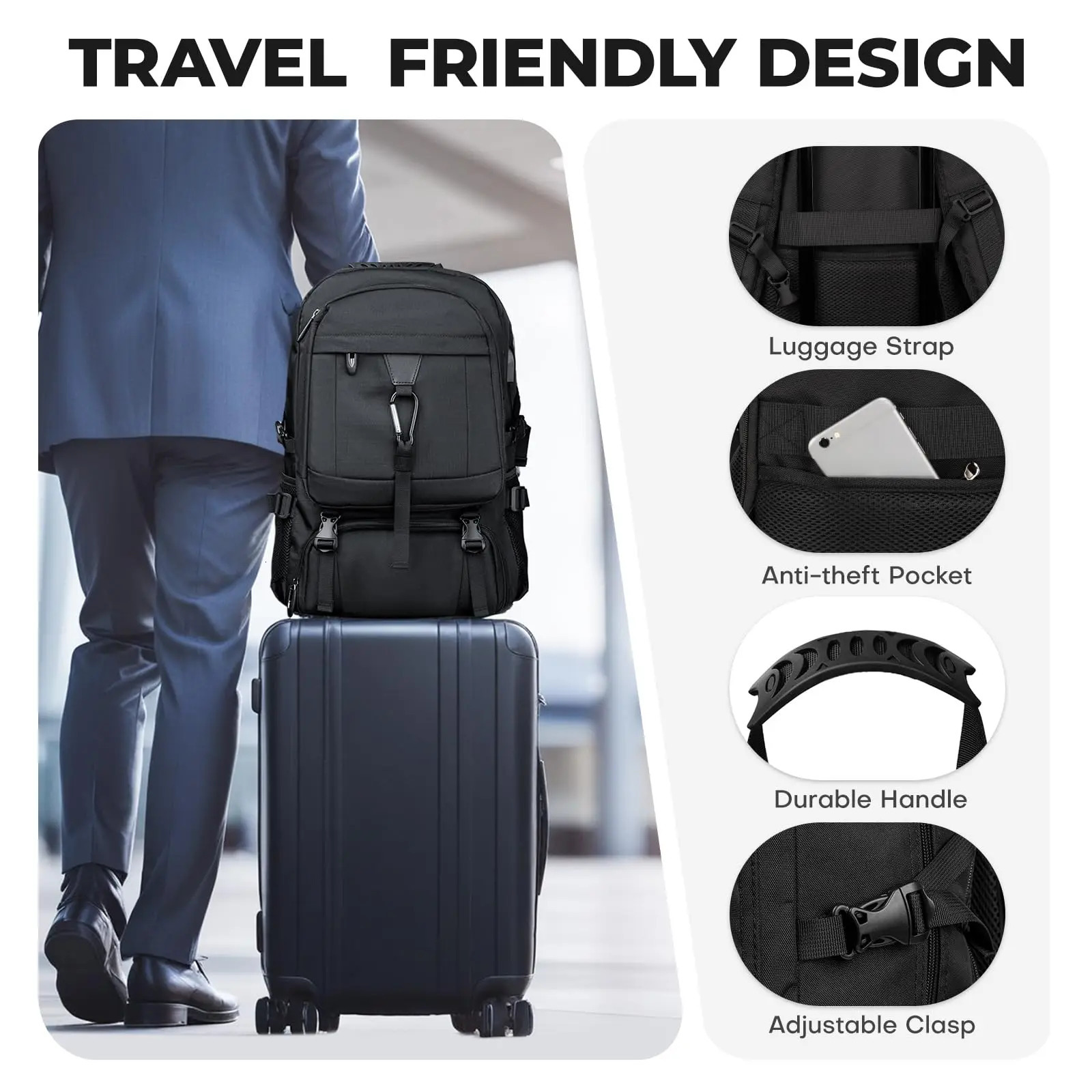 Big Travel Backpack Mens Independent Shoes Company Business Bag Outdoor Sports Waterproof Mens 50L 80L Black Storage Backpack 250402