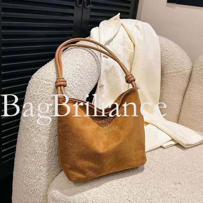 Retro Women's Suede Trendy Underarm Handbag Autumn New Bucket Female Bag with Adjustable Shoulder Strap