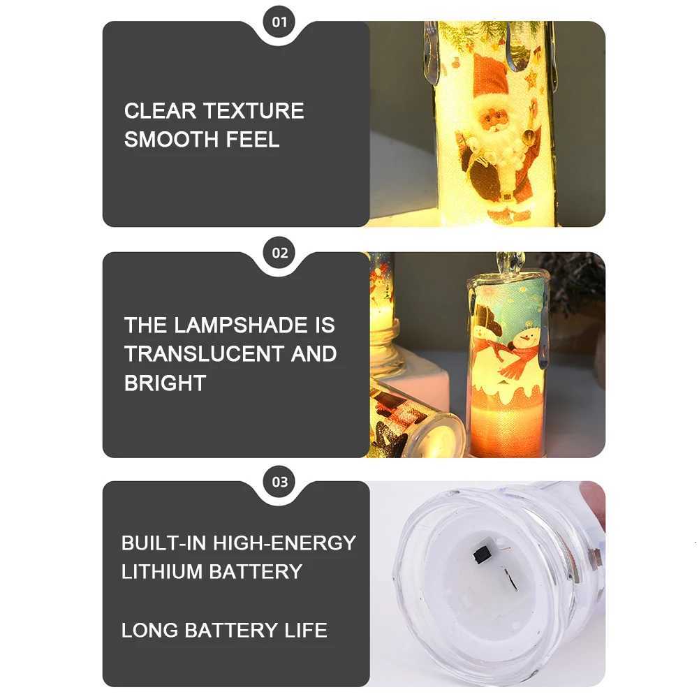 4PCS Christmas LED Candles Flameless Flickering Electronic Tea LightsSanta Claus Projection Night Light for Holiday Home Decor W251107