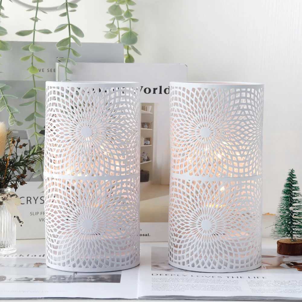 2Pcs/set Battery Powered Table Lamp Modern Nordic Cylinder Lamp for Warm Light with LED Edison Style Bulb Wedding Home Decor W251107