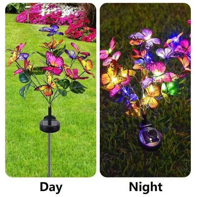 LED Solar Garden Lights Outdoor Solar Butterfly Flower Tree Lights Waterproof for Outdoor Garden Path Atmosphere Roof Decoration W251107