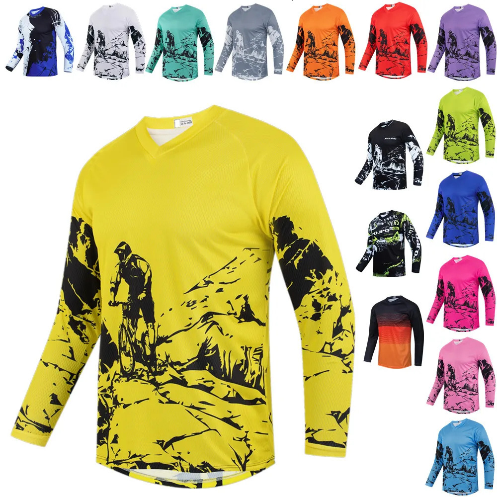 Yellow Motocross Jersey Youth Dirt Bike Shirts Boys mtb BMX Off Roading Jersey Girls Motocycle Long Sleeve Cycling Jersey Kids 251106