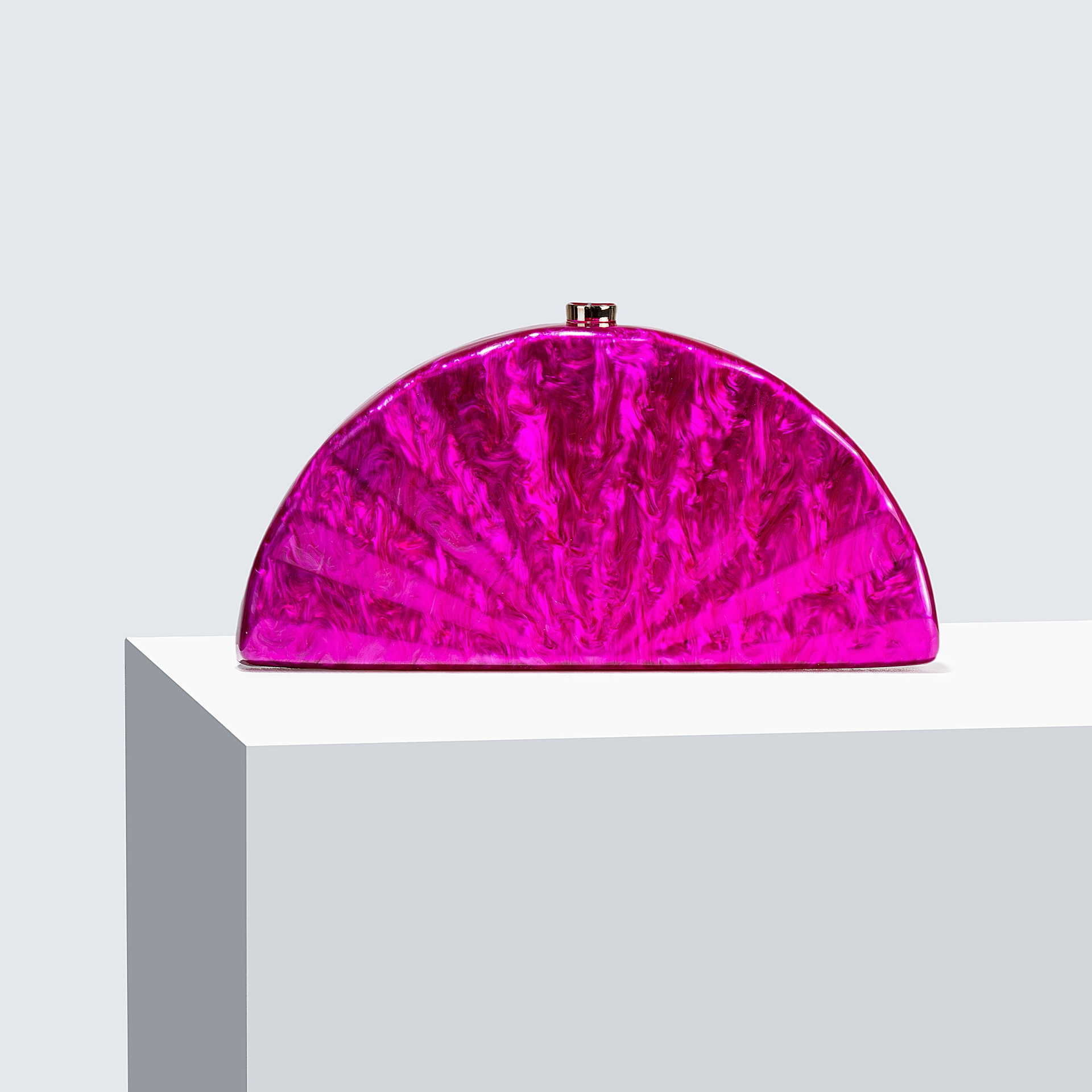 Ladies new diagonal cross bag semi circular fan shaped acrylic bag Fashion wedding banquet handbag