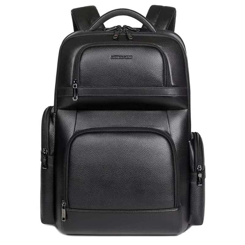 Men's Genuine Leather Laptop Waterproof Backpack Teenager Boys Travel Men Fashion School Bag