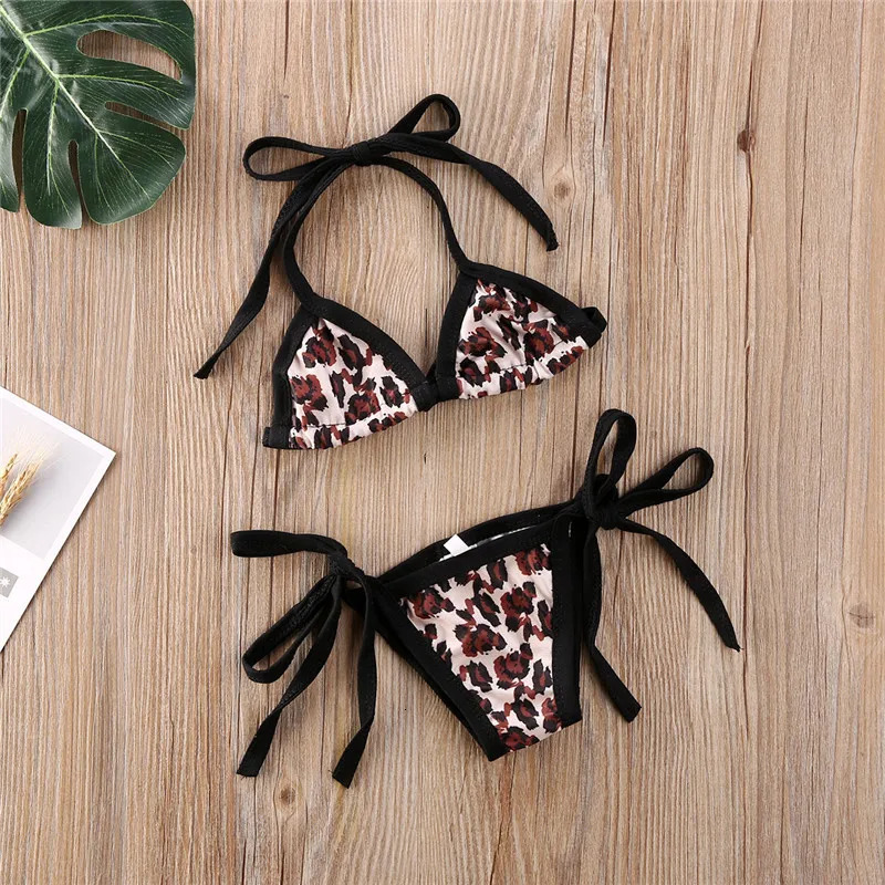 0-24Months Baby Girls Swimsuits Leopard Print Bikini Swimwear For Girls 2025 Summer Infant Girls Bathing Suits 250407