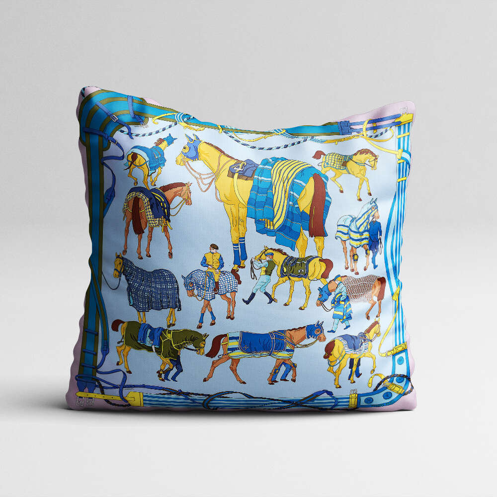 European Style Glossy Korean Woven Bedside Sofa Cushion Cartoon Satin Creative Pillow Print