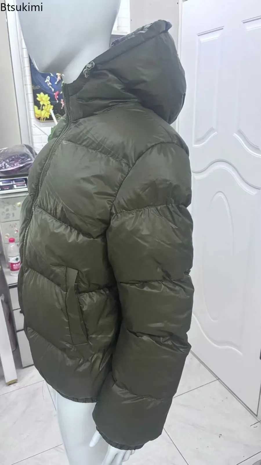 Autumn Winter New Mens Fashion Simple Cotton-padded Coats Casual Zipper Hooded Down Cotton Jackets Solid Cold-proof Warm ParkasT251107