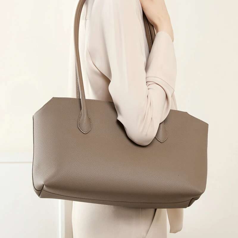 Toptrends Cowhide Genuine Leather Large Underarm Shoulder Bags For Women 2025 Designer Shopper Tote Work Ladies Handbags