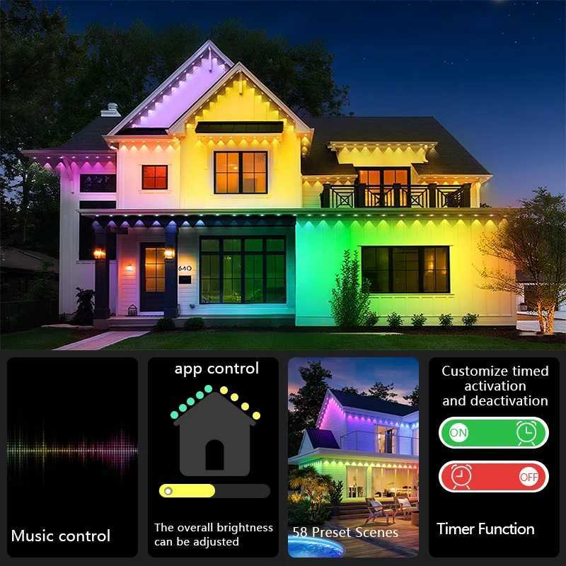150ft 100ft 50ft Permanent Outdoor Lights Smart RGBIC Outdoor Lights with 75 Scene Modes String Lights with 90 LEDs for Garden W251107
