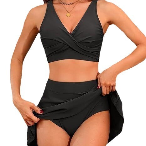 2025 split skirt triangular pants integrated multi-color swimsuit women's style